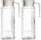Set of 2 New Large 1L Ravenhead Kitchen Fridge Glass Pitcher Water Milk Juice 1 Litre Jugs & Lids by Get Goods