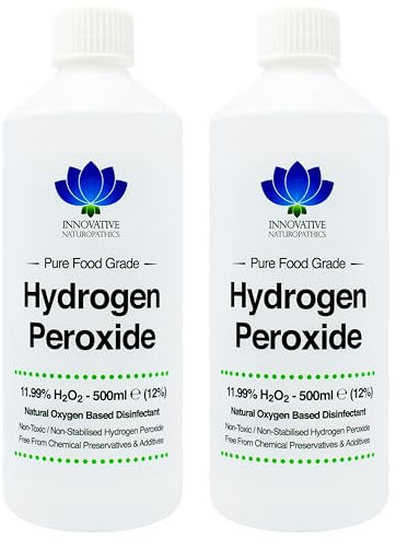 Food Grade Hydrogen Peroxide - Purest Grade 12% (<11.99%) - 1 Litre - Non Stabilised - Contains Zero Additives - 40 Vols