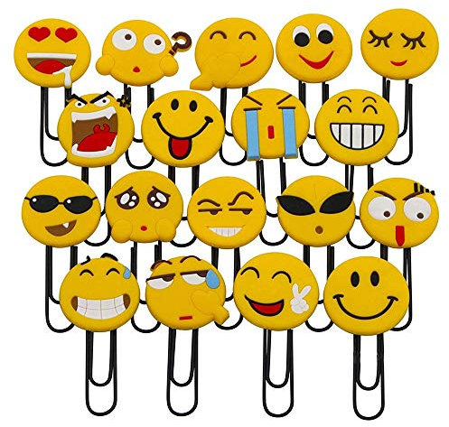 Signets Emoji mignon, Signet de trombone drôle, Marqueur de livre émoticône nouveauté pour enfants, filles, garçons, étudiant (aléatoire 10PCS)