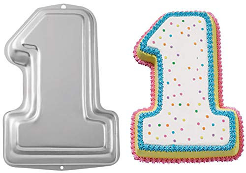 Pormasbenzer Stampo per torta a forma di n.1 in alluminio 3D fai da te per compleanno, anniversario, festa, Natale