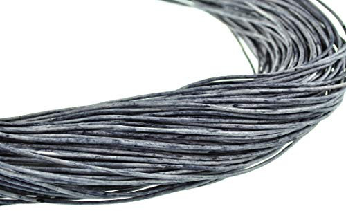 esnado Cordon en cuir rond 2 mm gris clair chiné - 5 m