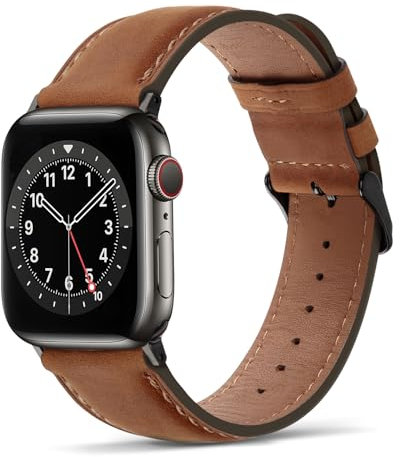 Tasikar Bands Compatible with Apple Watch Strap 42mm(Series 10) 41mm 40mm 38mm Women men Genuine Leather Replacement Bracelet Strap Compatible with iWatch SE Series 10 9 8 7 6 5 4 3 2 1, Light Brown