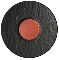 Villeroy und Boch - Manufacture Rock Glow Mokka-/Espressountertasse, Unterteller aus Premium Porzellan in frischem Kupfer und Schwarz, spülmaschinenfest
