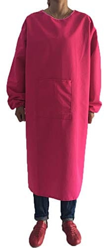 Adults Long Sleeve Cooking Kitchen Apron Waterproof Butcher Artist Apron