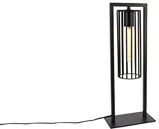 Qazqa Modern Tischleuchte - Balenco Wazo - Schwarz, max. 40W, Geeignet für LED, 50cm, Ideal als Wohnzimmerlampe und Schlafzimmerlampe