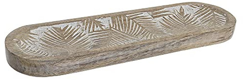 D,casa - Bandeja vaciabolsillos Tallado Mango Natural Hojas