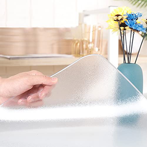 Zlovne Interne Transparente Externe Frosted Tischdecke Tischfolie,Transparente Tischdecke Tischschutz 1mm Dick,PVC-Matt Schreibti Schutzfolie Abwischbar,mit Abgerundeten Ecken (100x200cm/39x79inch)