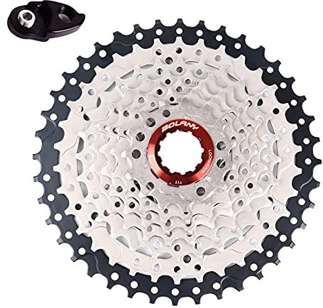 GDWD Mountainbike Schwungrad, 9-Gang Kassette 11-40 Kassette für Mountainbike Rennrad MTB 9-Gang Umwerfer mit Tail Hook, Super Light (Silber Schwarz)