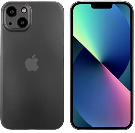 doupi UltraSlim Hülle kompatibel für iPhone 13 (6,1 Zoll), Ultra Dünn Fein Matt Handyhülle Cover Bumper Schutz Schale Hard Case Taschenschutz Design Schutzhülle, schwarz