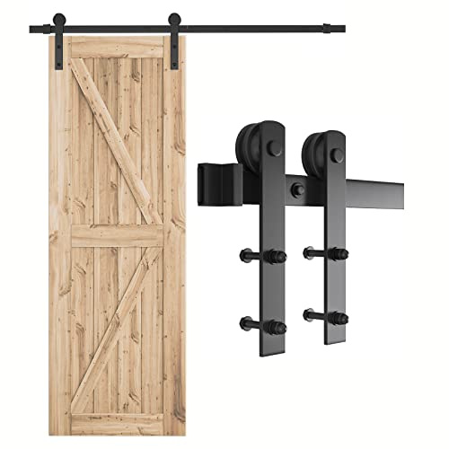 SMARTSTANDARD 5.5ft Barn Door Hardware kit, Barn Door Track, Sliding Door Hardware kit, Smoothly and Quietly -Heavy Duty Sturdy -Easy to Install, Fit 30-33 Wide Door Panel (I Shape Hanger)