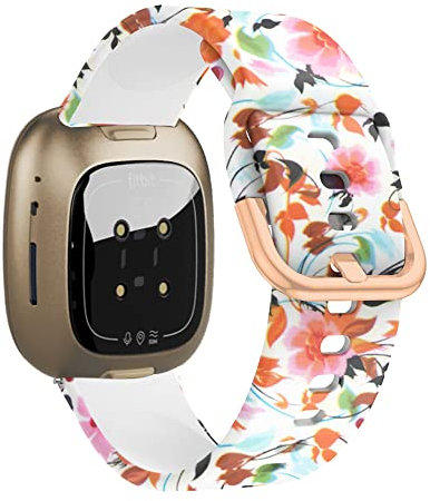 SeNool Cinturino Compatibile con Fitbit Versa 3 / Sense, [Braccialetto di Silicone] [Durevole], Band per Fitbit Sense/Versa 3 - Fiore