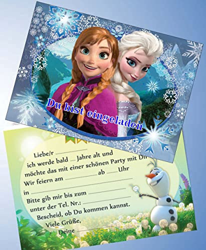 ich 12 Einladungskarten & 12 Umschläge für Geburtstag Partys und Kindergeburtstag Kompatibel mit Frozen die Eiskönigin Nr. 4