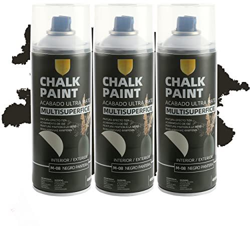 H HANSEL HOME Pintura Spray a la Tiza Color Pastel Acabado Ultra Mate - Negro Pantera 400ml x 3