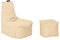 Momiralland Komfort Sitzsack XL - XXL mit Hocker Sitzkissen BodenKissen Sessel In- & Outdoor geeignet Gaming Sitzsack für Erwachsene und Kinder (Beige, XXL - Durchmesser 80 cm)