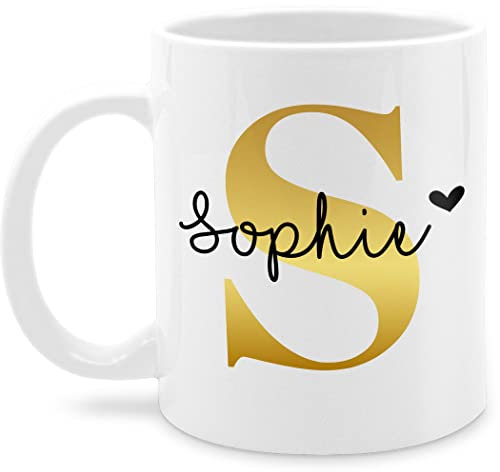 Tasse Tassen 325ml - Namens Geschenk I Anfangsbuchstabe personalisiert I Initialen mit Name - 325 ml - Weiß - für büro damen buchstabentasse buchstaben s kaffeetassen buchstabe