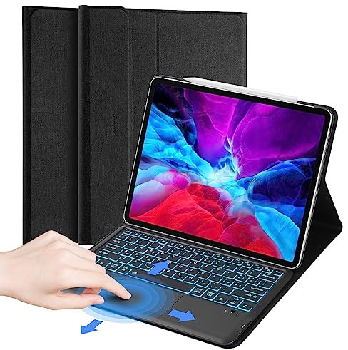 KOOCHUWAH Custodia per Tastiera Bluetooth K12 con Touchpad 11 Colori Retroilluminata Layout Italiano Bluetooth 3.0 Ricaricabile Compatibili con iPad Pro 12.9 2021/2020/2018