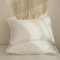 Freyamy Kissenbezug 40x80cm 2er Set Weiß Pom Pom Boho Chic Kopfkissenbezug Gewaschene Microfaser Weiche Kissenhülle Böhmen Kissenbezug mit Reißverschluss