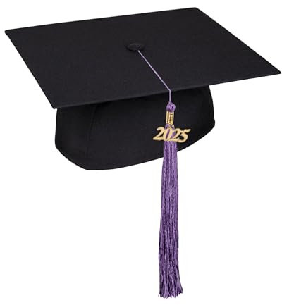 KEPI - Abschluss Hut, Doktorhut, Europäischer Hersteller, Graduation Hut im Universalgröße, Verstellbereich 54-61 cm, Quaste mit Datumsanhänger 2025, Abschlusshüte in 18 Farben - Lila