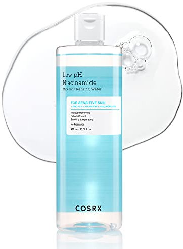 COSRX Low pH Niacinamide Micellar Cleansing Water 13.52fl.oz/400ml, Daily Mild Facial Cleansing Wash for Sensitive Skin, Sebum Control, Paraben Free, Korean Skincare