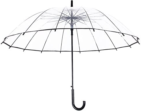 Meichoon Regenschirm Transparent Hochzeit Long Stockschirm XXL klar und extra groß: 120 x 97 cm mit praktischem Öffnungsmechanismus und ergonomischem Griff PVC