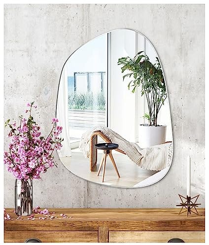JMITHA Self Adhesive Mirror Irregular Mirror HD Glass Stick On Mirror Wall Mirror for Makeup Bathroom Mirror Decorative Mirror for Door Hallway Living Room Bedroom