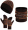 Yanmucy Winter Beanie Mütze Schal Handschuhe Set 4 Stück Elastische Strickmütze Mütze Touchscreen Thermohandschuhe Weicher Halswärmer Schal Sport Beanie Mütze Geschenksets für Männer Frauen