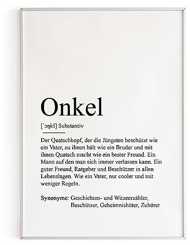 KAMEWI® Poster ONKEL Definition | Geschenkidee Lieblingsonkel Geburtstag Kleinigkeit Weihnachten