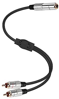 PNGKNYOCN Câble audio 6,35 mm vers 2RCA, jack stéréo femelle 1/4 TRS vers fiche mâle double RCA Câble adaptateur en Y pour guitares,Speaker,Home Stereo Systems(50cm)