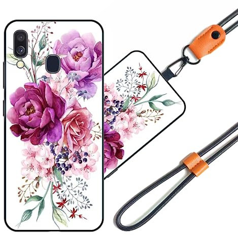 JEZSTHAI Handyhülle Kompatibel mit Samsung Galaxy A40 Hülle Silikon Dünn mit Muster Design,Weiche Flexibel Stoßfeste Schutzhülle mit Handykette & Handykordel zum Umhängen,Nr.A02