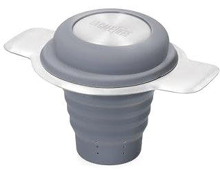 La Cafetière Invertible Tea Filter for Loose Leaves, Collapsible Silicone Tea Infuser for Teapots, Cups and Mugs, Grey