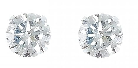 ENTREPLATA Par Pendientes de Plata de Ley 925 Unisex Dos Circonitas Brillante Blanca Talla Diamante Zirconio Redondo Alta Luminosidad Joya Hipoalergénica Certificada 8 mm.
