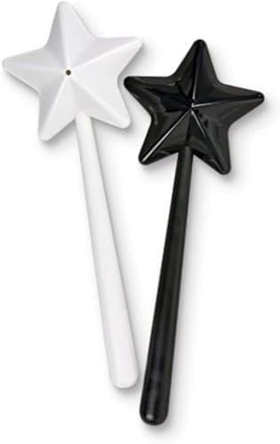 Magical Salt & Pepper Shakers,Salt and Pepper Shaker Magic Wands The Seasoning Bottle,Refillable Spice Tools Seasoning Stars Magic Stick,Halloween Christmas Kitchen Accessories (Black)