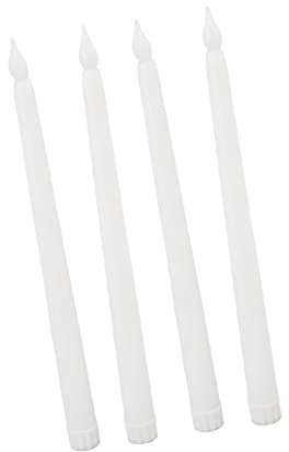 Estink LED-Stabkerzen, Umweltfreundlich, Schöne Warme Beleuchtung, Flammenloses Elektrisches Kerzenlicht für Festival-Dekoration, Langlebige Beleuchtung, 4-teiliges Set (WHITE)