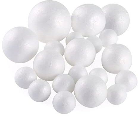 Styroporkugeln, Styroporkugeln, Kuchenkugeln, Polystyrol, weiße Kugeln, Schaumstoff, Basteln, Dekorieren, rund, Weihnachten, Diy, Kunst, Ostern, Party, Haushalt, 5 Größen, 20 Stück