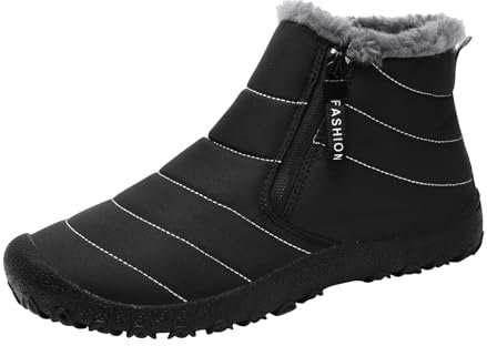 Fucouture Herren-Schneestiefel, Herbst- und Wintermode, dick, warm, Reißverschluss mit Samt, Outdoor-Baumwollschuhe, Herren-Schneestiefel, Größe 47, Reißverschluss, Schwarz , 40 2/3 EU