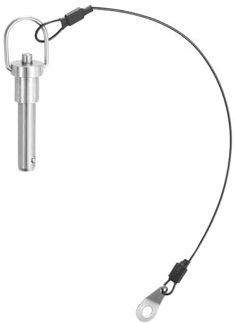 sourcing map Ball Locking Pins with Button Handle, 8mm Pin Dia. 30mm Usage Length Push-Button Quick Release Pin with Lanyard Cable, 304 Stainless Steel