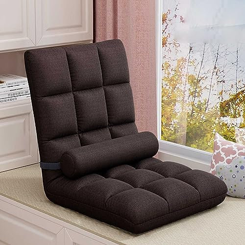 Folding Floor Gaming Chair, Adjustable 5-Position Memory Foam Floor Lazy Sofa Chair, with Back Support, Floor Cushion for Reading Gaming Meditating