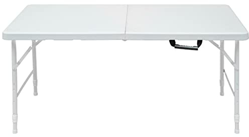 FUNJEPE Klapptisch aus Kunststoff, tragbar, robust, weiß, für Camping, Party, Garten, Abendessen, Küche, Arbeit, Innen- und Außenbereich, 1,2 m