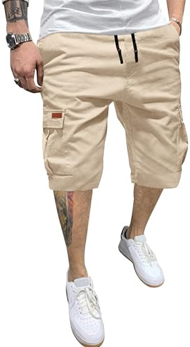 YAOHUOLE Cargo Short Homme Elastique Bermuda Homme Travail Short Militaire Outdoor Multi Poches