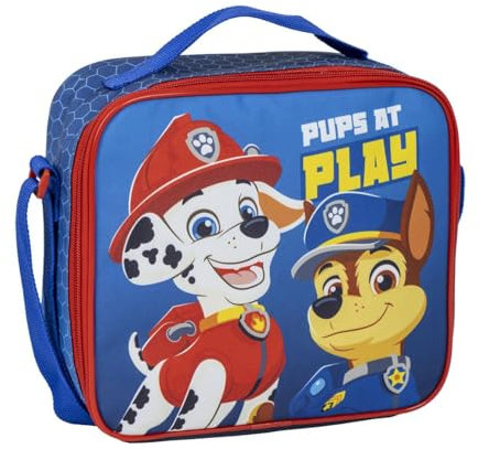 Portameriendas Térmico de La Patrulla Canina - Color Azul - 21,5x8,5x19 cm - Fabricado en Poliéster - Mochila Pequeña con Cierre de Cremallera y Asa