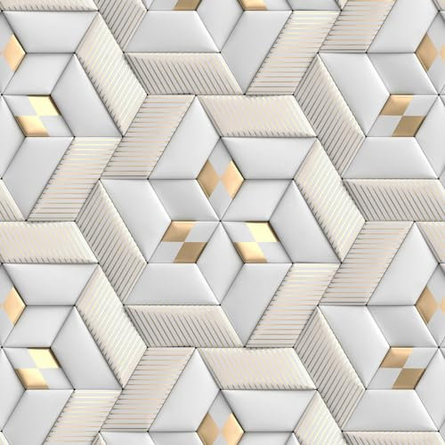 GOYAPRINT Vinilo Adhesivo Decorativo 40x250 cm Geometrico Dorado - Papel Pintado Decoracion Elegante de Paredes y Muebles (3D star)