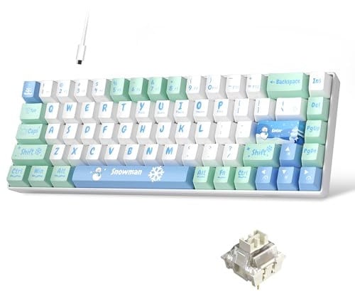 MageGee Portable 60% Mechanical Gaming Keyboard, Hot Swappable Ivory White Switch, RGB Backlit Compact 68 Keys Mini Snowman Custom Keyboard for Windows Laptop PC, with Silencing Cotton, White