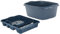 VISHCHIT (Set Of 2) 39cm Navy Rectangular High Grade Plastic Washing Up Bowl With Stylish Large Dish Drainer Plate Rack Draining Board Tray Stand Sink Holder Organiser Kitchen Home And Restaurants
