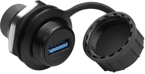 QIANRENON USB3.0 Waterproof Data Connector USB3.0 Female to Female Panel Mount Waterproof Adapter USB3.0 Feedthrough Bulkhead Mount Waterproof Socket 5Gbps 5V/1.5A, for Data Transfer/Charging