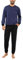 Bresdk Pigiama Uomo Invernale in Cotone Lungo a Maniche Lunghe e Pantaloni Pigiami Due Pezzi da Uomo con Tasche Blu Nero XL
