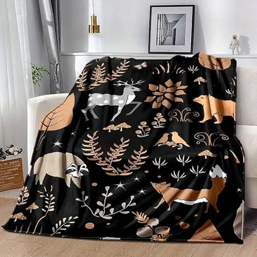 Felldecke Fuchs 3D Printdesign Couchdecke Warm Mikrofaser Wearable Doppelseitiger Decke 180 x 200 cm für Lesen, Lernen, Campen
