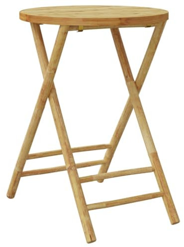 SDWEHO7 Gartentisch aus Bambus, klappbar Terrassentisch Balkontisch Holztisch Wetterfest Garten Balkon Esstisch, Ø55x75 cm