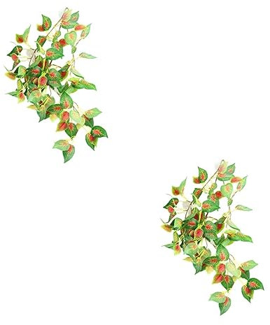 Yardwe 2 Pièces aménagement paysager en rotin Reptile reptiliens terrariums pour Reptiles Amphibiens Plantes artificielles petg décor de Paysage de Reptiles Plantes de Reptiles Soie Green
