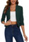 MINTLIMIT Women's Suit Jackets & Blazers Cropped 3/4 Ruched Sleeve Casual Blazer for Women Collarless (Dark Green M)