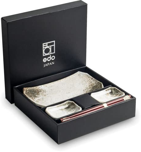JAPAN ORIENTAL SUHI PLATLER SET | Sushi Vajilla | Juego de 6 piezas de sushi para 2 personas | Platos de sushi, cuencos y palillos en diferentes diseños asiáticos – Fabricado en Japón (Hikari)
